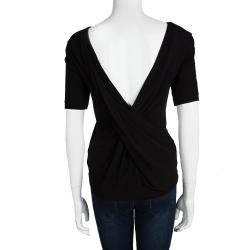 T By Alexander Wang Black Knit Draped Back Detail Short Sleeve Top XS