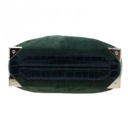 Alexander Wang Serpentine Green Suede And Croc Embossed Leather 'Prisma' Shopper Tote
