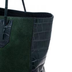 Alexander Wang Serpentine Green Suede And Croc Embossed Leather 'Prisma' Shopper Tote