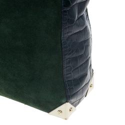 Alexander Wang Serpentine Green Suede And Croc Embossed Leather 'Prisma' Shopper Tote
