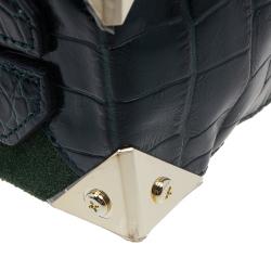 Alexander Wang Serpentine Green Suede And Croc Embossed Leather 'Prisma' Shopper Tote