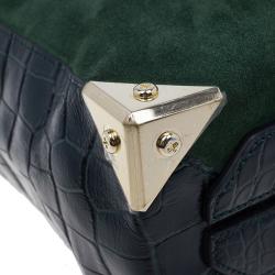 Alexander Wang Serpentine Green Suede And Croc Embossed Leather 'Prisma' Shopper Tote