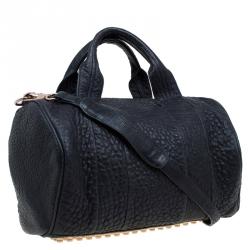 Alexander Wang Black Textured Leather Rocco Duffel Bag