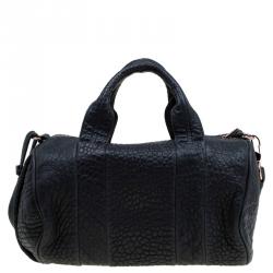 Alexander Wang Black Textured Leather Rocco Duffel Bag