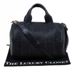 Alexander Wang Black Textured Leather Rocco Duffel Bag