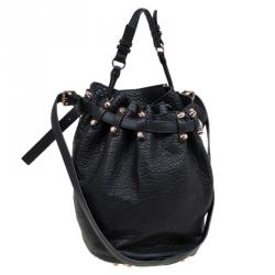 Alexander Wang Black Textured Leather Diego Bucket Bag