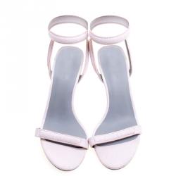 Alexander Wang Baby Pink Snake Embossed Leather Antonia Ankle Wrap Sandals Size 39
