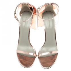 Pre Owned صندل بحزام للكاحل اليكساندر وانغ فابيانا جلد وردي ميتاليك مقدمة متباينة مقاس 40.5