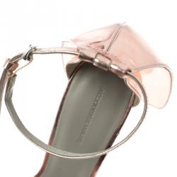 Pre Owned صندل بحزام للكاحل اليكساندر وانغ فابيانا جلد وردي ميتاليك مقدمة متباينة مقاس 40.5