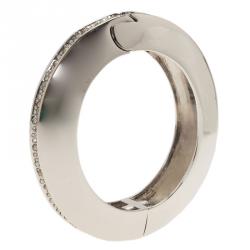 Alexis Bittar Crystal Silver Tone Bangle 