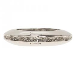 Alexis Bittar Crystal Silver Tone Bangle 