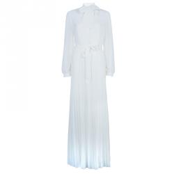 Alice by Temperley White Long Rose Pleated Dress M