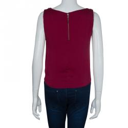Alice + Olivia Burgundy Silk Pleated Sleeveless Top XS