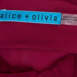 Alice + Olivia Burgundy Silk Pleated Sleeveless Top XS