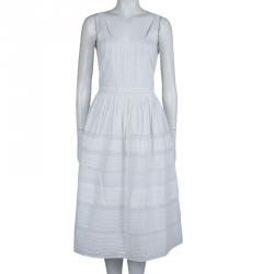 Pre Owned Alice + Olivia Myrtle White Lace Insert Pintucked Sleevless Cotton Dress M