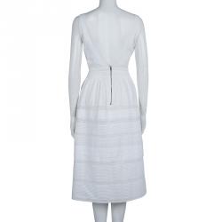Pre Owned Alice + Olivia Myrtle White Lace Insert Pintucked Sleevless Cotton Dress M