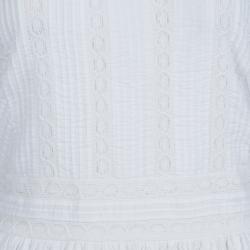 Pre Owned Alice + Olivia Myrtle White Lace Insert Pintucked Sleevless Cotton Dress M