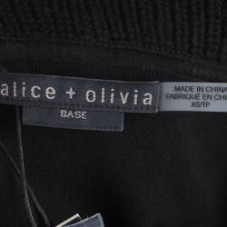 Alice + Olivia Black Rib Knit Off-Shoulder Sleeveless Cropped Top XS