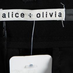 Alice + Olivia Black High Waist Pleat Detail Trousers M