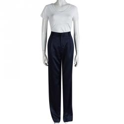 Alice + Olivia Navy Blue High Waist Wide Leg Trousers S