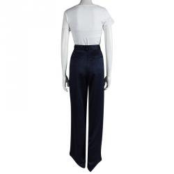 Alice + Olivia Navy Blue High Waist Wide Leg Trousers S