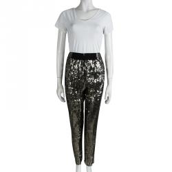 Alice + Olivia Antique Gold Sequin Embellished Pants S