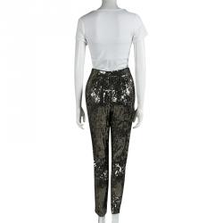 Alice + Olivia Antique Gold Sequin Embellished Pants S