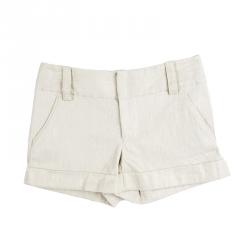 Alice + Olivia Metallic Beige Linen Cady Cuff Shorts XS