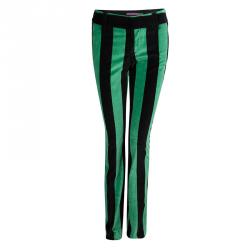 Pre Owned Alice + Olivia Green and Black Striped Velvet Pant Suit XS/S
