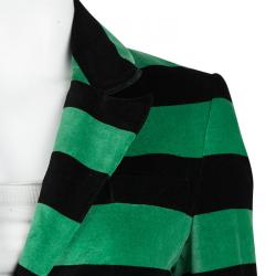Pre Owned Alice + Olivia Green and Black Striped Velvet Pant Suit XS/S