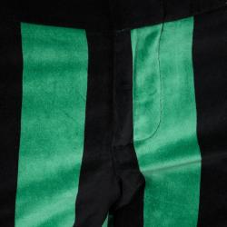 Pre Owned Alice + Olivia Green and Black Striped Velvet Pant Suit XS/S