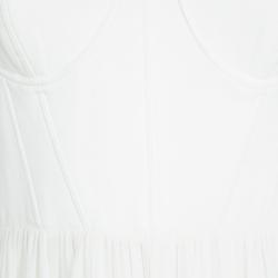 Pre Owned Alice + Olivia Cream Silk Lace Trim Detail Geneva Pleated Maxi Dress XS