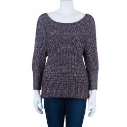 Alice + Olivia Plum Metallic Knit Top M
