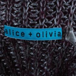 Alice + Olivia Plum Metallic Knit Top M