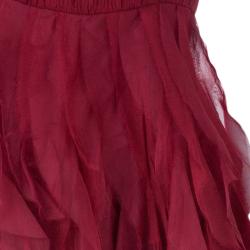 Alice + Olivia Kahlo Red Organza Ruffle Dress M