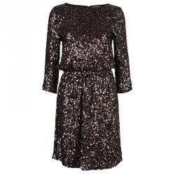 Pre Owned Alice + Olivia Preston Brown Sequin Dress S
