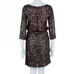 Pre Owned Alice + Olivia Preston Brown Sequin Dress S