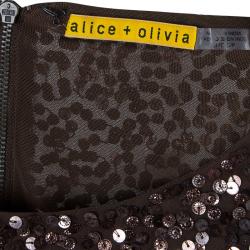 Pre Owned Alice + Olivia Preston Brown Sequin Dress S
