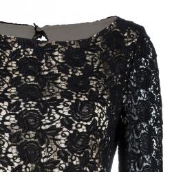 Pre Owned Alice + Olivia Black Clover Lace Open-Back Dress M