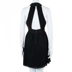 Pre Owned Alice + Olivia Martine Black Halter Neck Pleated Dress M