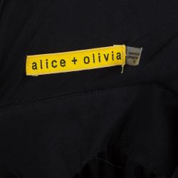 Pre Owned Alice + Olivia Martine Black Halter Neck Pleated Dress M