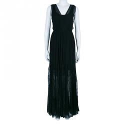 Pre Owned Alice + Olivia Black Lace Insert Maxi Dress M