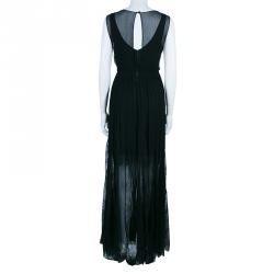 Pre Owned Alice + Olivia Black Lace Insert Maxi Dress M