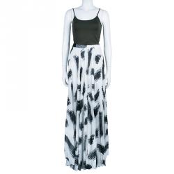 Pre Owned Alice + Olivia Shannon Monochrome Brush Stroke Maxi Skirt M