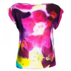 Pre Owned Alice + Olivia Sonya Watercolor Flower Print Top XS