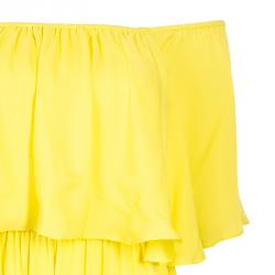 Pre Owned Alice + Olivia Shari Yellow Off-shoulder Dress XS