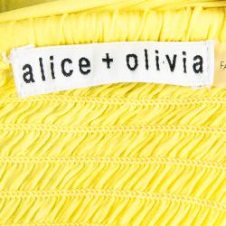 Pre Owned Alice + Olivia Shari Yellow Off-shoulder Dress XS
