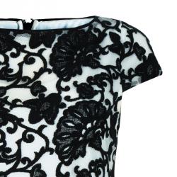 Pre Owned Alice + Olivia Connie Black and White Embroidered Top XS
