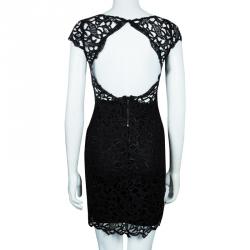 Pre Owned Alice + Olivia Clover Black Lace Cap Sleeve Dress XS