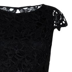 Pre Owned Alice + Olivia Clover Black Lace Cap Sleeve Dress XS